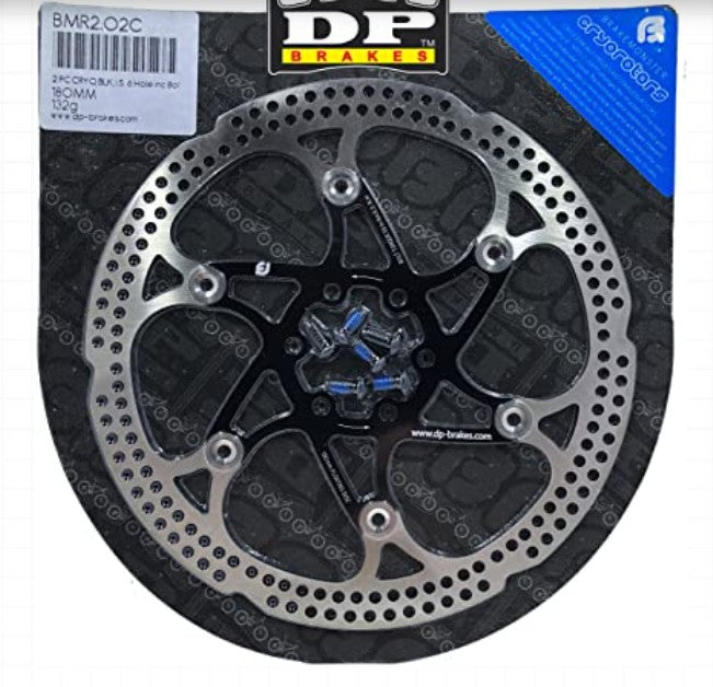 Brake disc with DP Brakes packaging on a white background