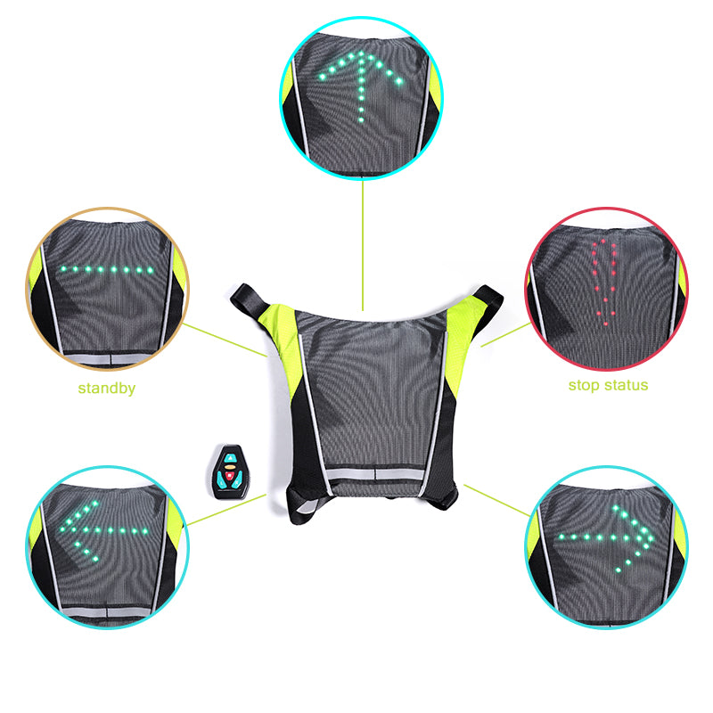 LED Turn Signal Light Vest – Wireless Remote Controlled Safety Vest for Cycling & Scooting