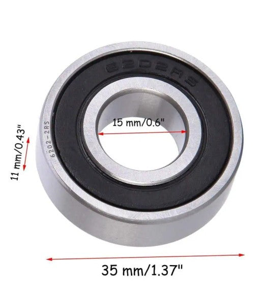 6202-2RS Electric Scooter Wheel / Motor Bearing – 15x35x11mm - Pair