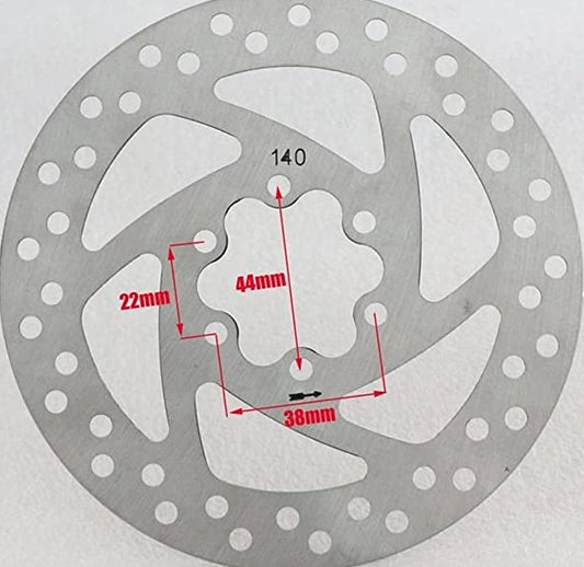 140mm Brake Rotor – Standard 6 Bolt Replacement for Electric Scooters