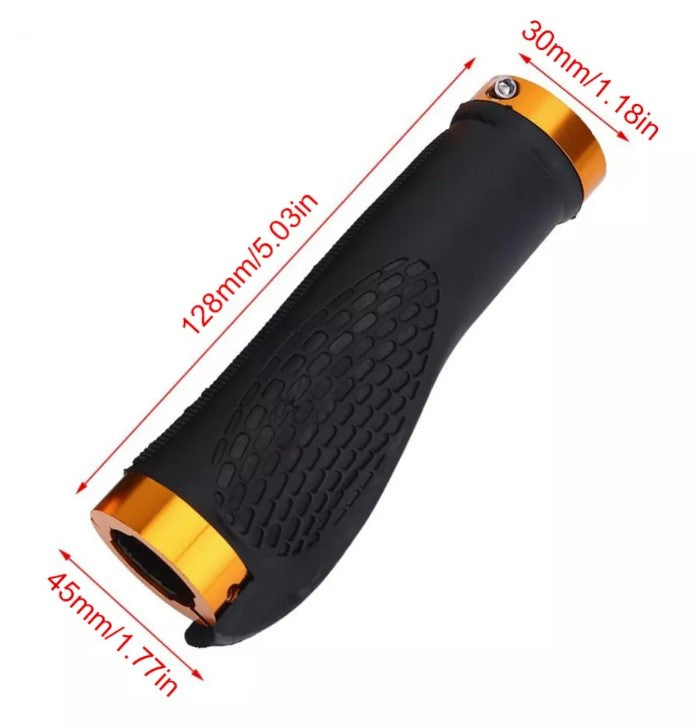 Ergonomic Handlebar Grips with Alloy Lock Rings – Red & Black